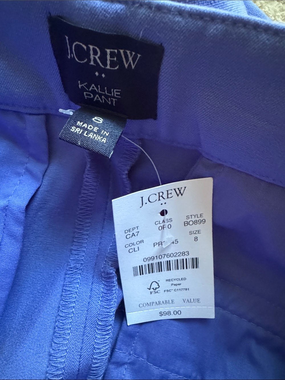 J.Crew Kallie Straight Leg Pant Cool Lilac Blue Size 8 NWT - Picture 4 of 17